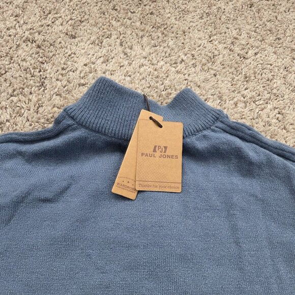 PJ Paul Jones Sweater Men’s XL Blue Casual Textured Pullover Quarter Zip Tags - Picture 6 of 6